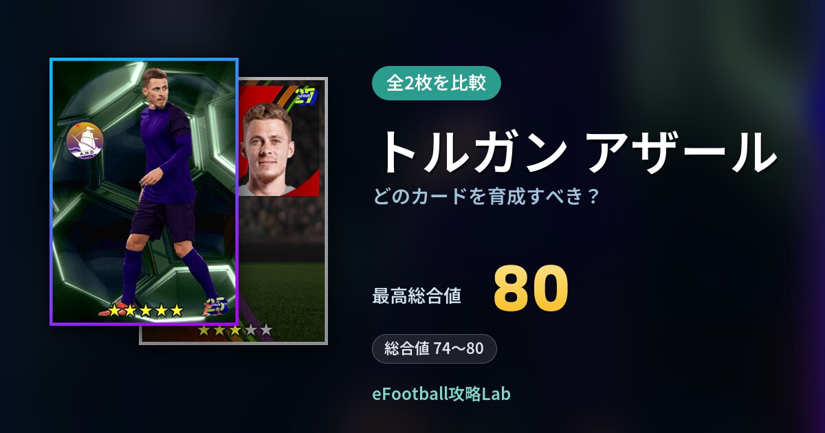 【イーフト】トルガン アザールはどのカードを育成すべき？全2枚を比較