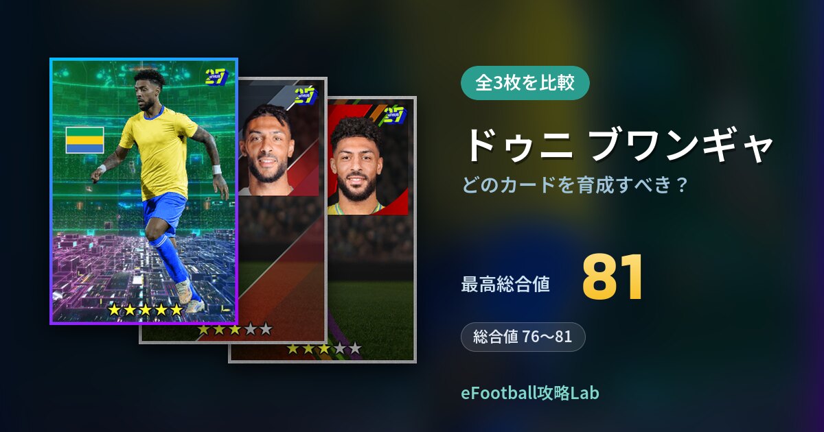 【イーフト】ドゥニ ブワンギャはどのカードを育成すべき？全3枚を比較