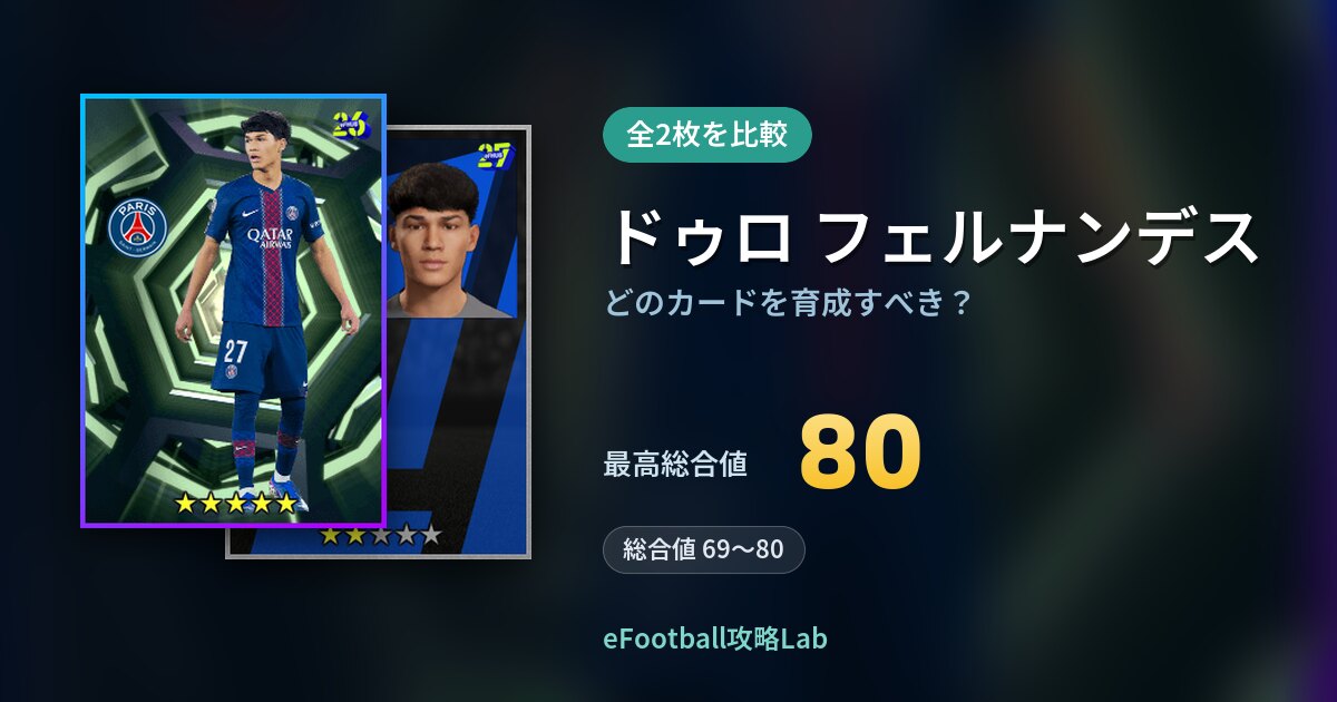 【イーフト】ドゥロ フェルナンデスはどのカードを育成すべき？全2枚を比較