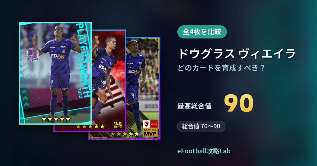 【イーフト】ドウグラス ヴィエイラはどのカードを育成すべき？全4枚を比較