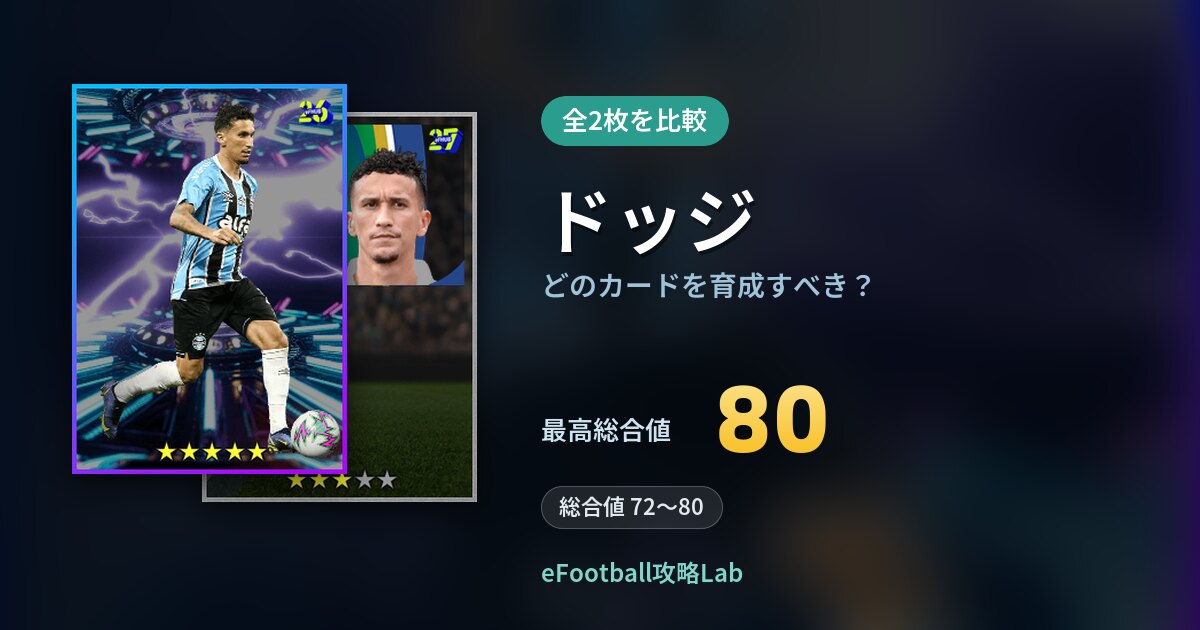 【イーフト】ドッジはどのカードを育成すべき?全2枚を比較