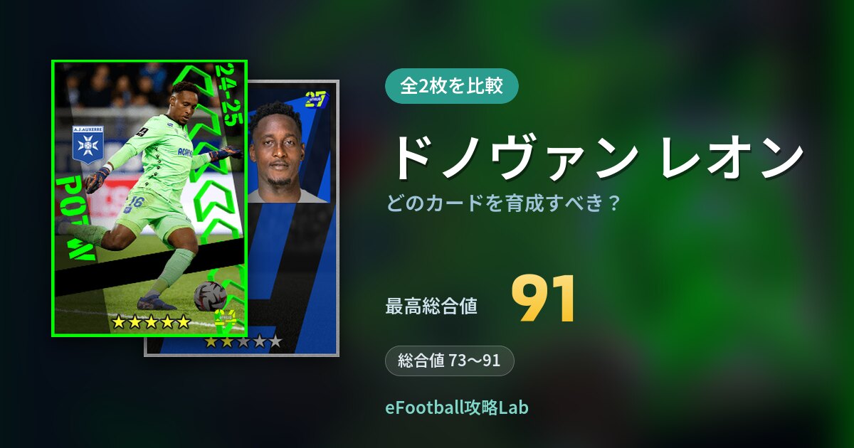 【イーフト】ドノヴァン レオンはどのカードを育成すべき？全2枚を比較
