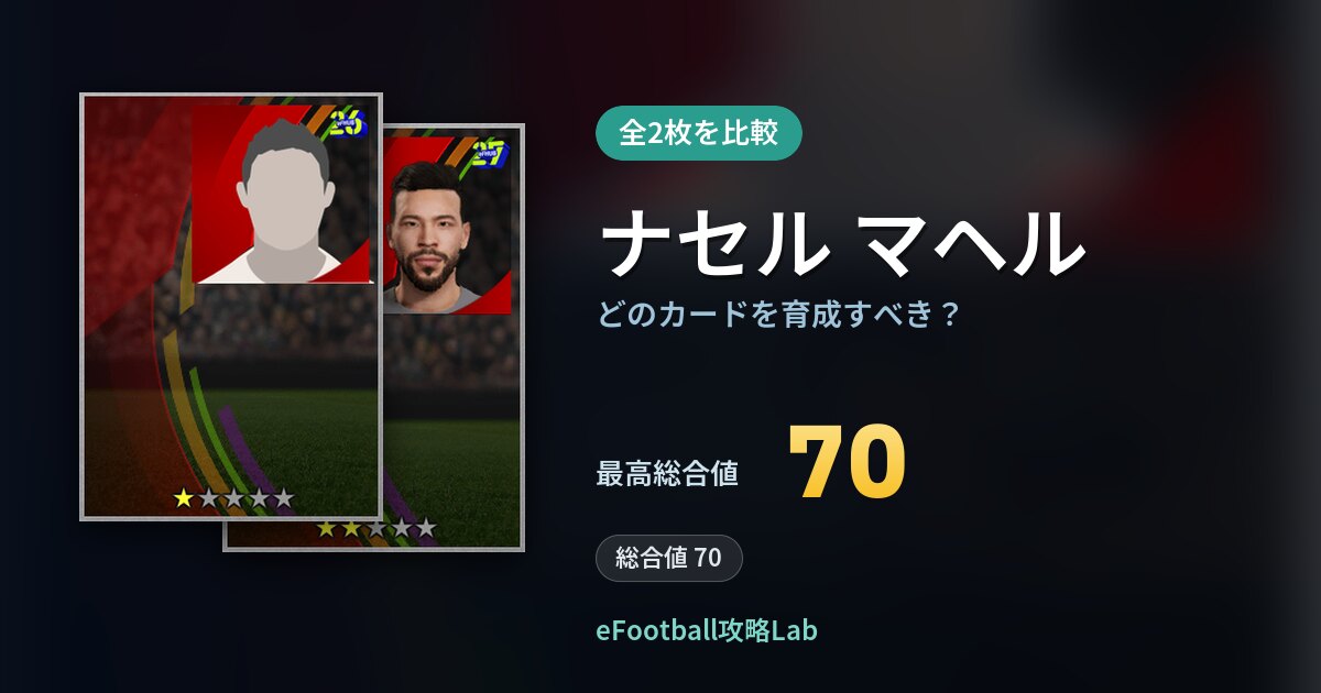【イーフト】ナセル マヘルはどのカードを育成すべき？全2枚を比較