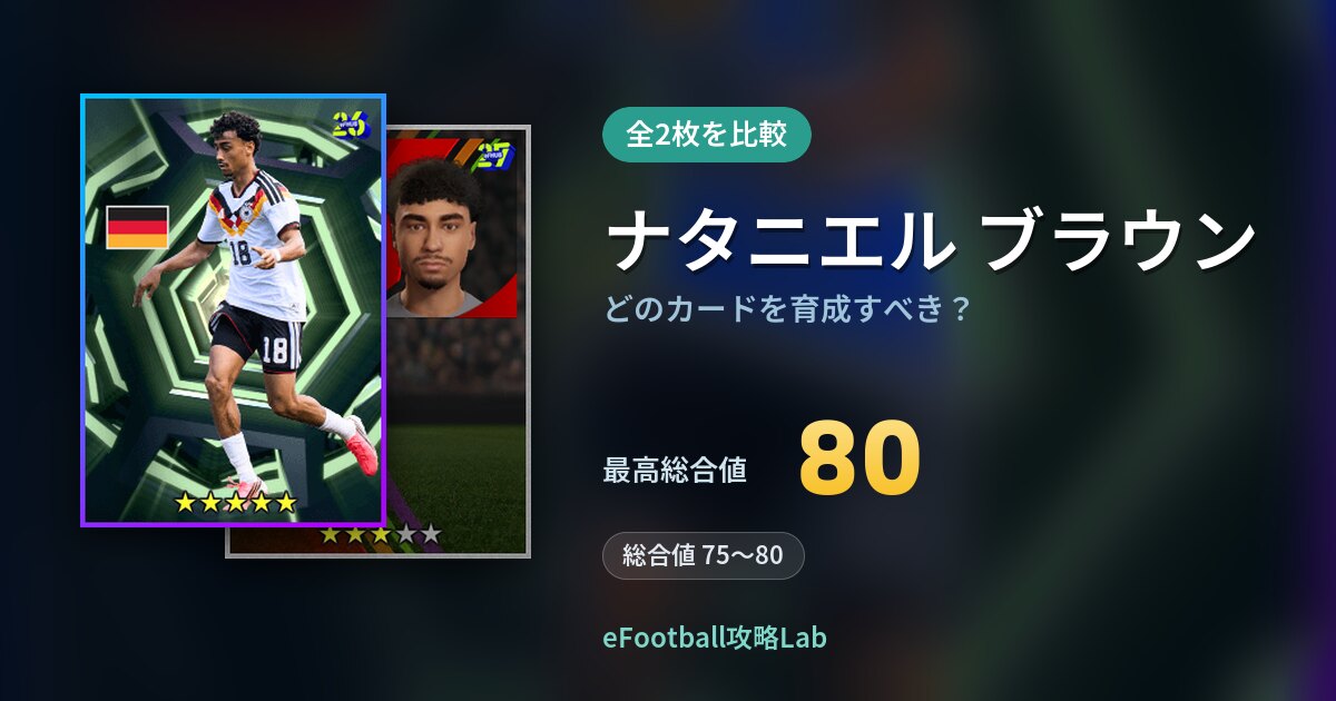 【イーフト】ナタニエル ブラウンはどのカードを育成すべき？全2枚を比較