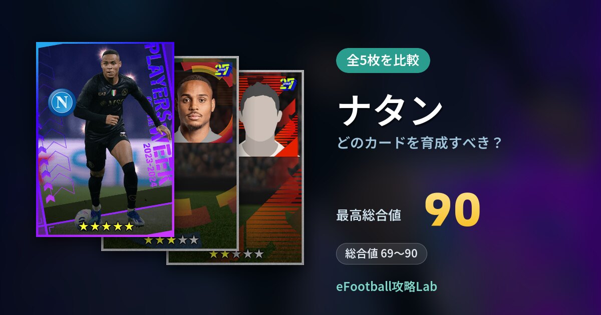 【イーフト】ナタンはどのカードを育成すべき?全5枚を比較