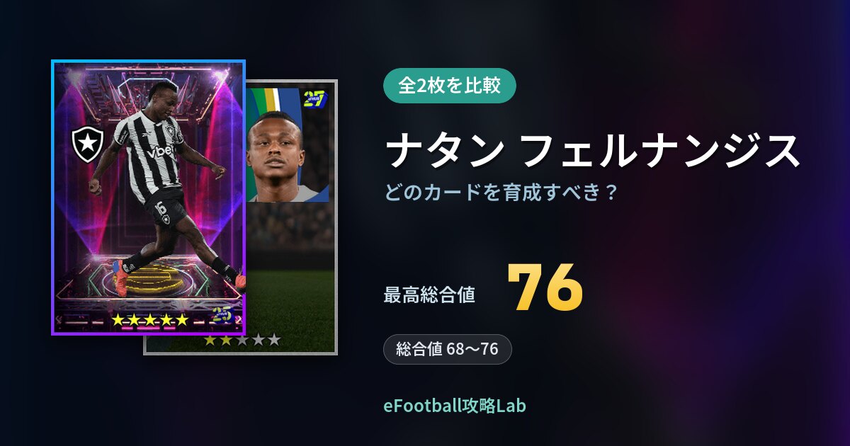 【イーフト】ナタン フェルナンジスはどのカードを育成すべき？全2枚を比較