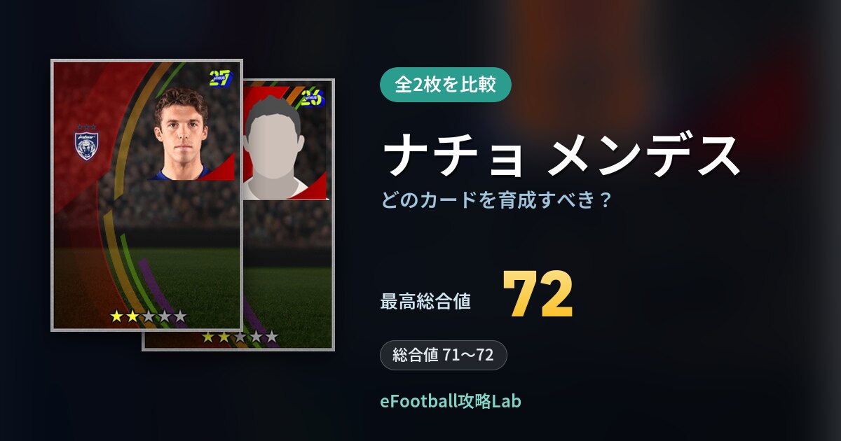 【イーフト】ナチョ メンデスはどのカードを育成すべき？全2枚を比較