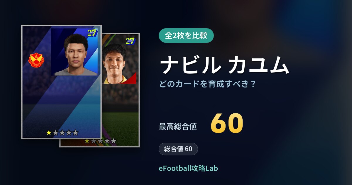 【イーフト】ナビル カユムはどのカードを育成すべき？全2枚を比較