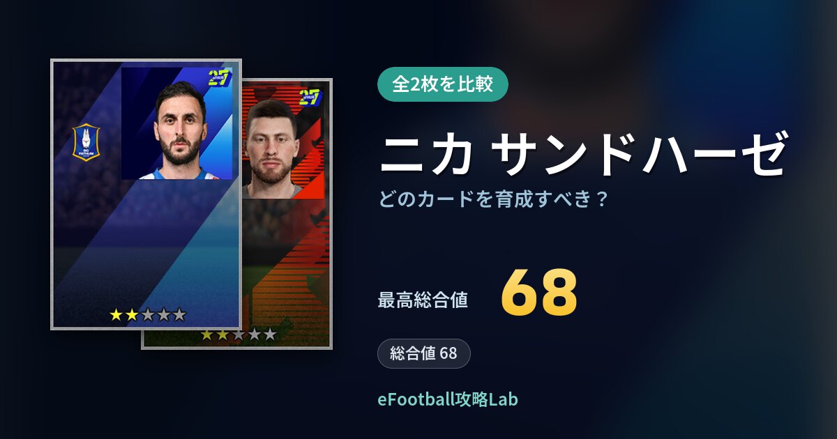 【イーフト】ニカ サンドハーゼはどのカードを育成すべき？全2枚を比較