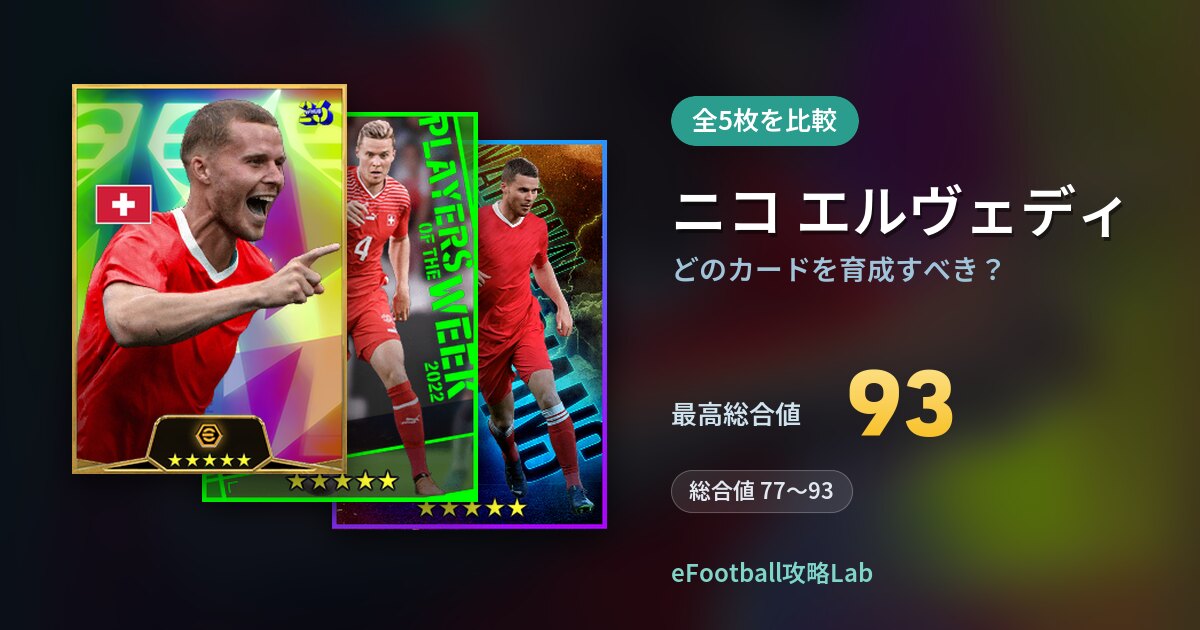 【イーフト】ニコ エルヴェディはどのカードを育成すべき？全5枚を比較