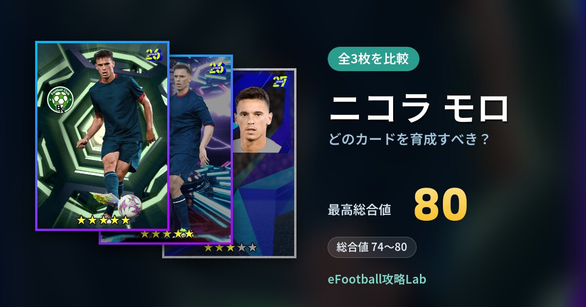 【イーフト】ニコラ モロはどのカードを育成すべき？全3枚を比較