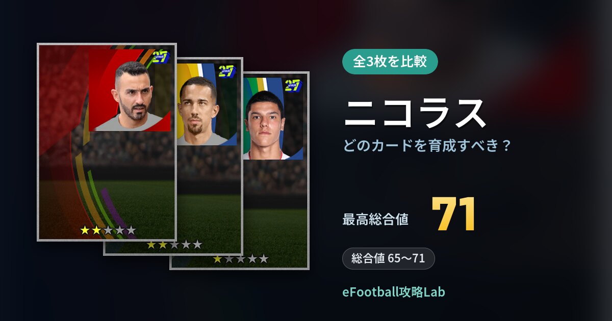 【イーフト】ニコラスはどのカードを育成すべき?全3枚を比較