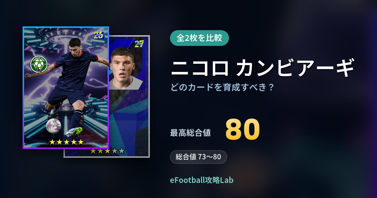 【イーフト】ニコロ カンビアーギはどのカードを育成すべき？全2枚を比較