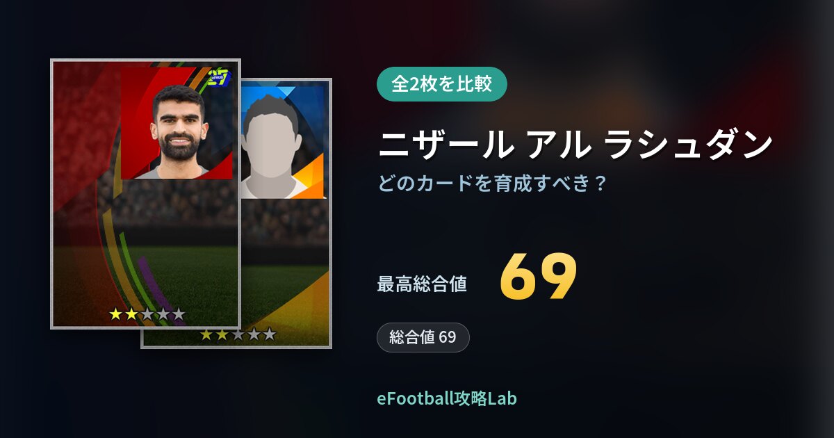 【イーフト】ニザール アル ラシュダンの育成カード比較（全2枚）