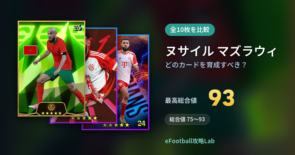 【イーフト】ヌサイル マズラウィはどのカードを育成すべき？全10枚を比較