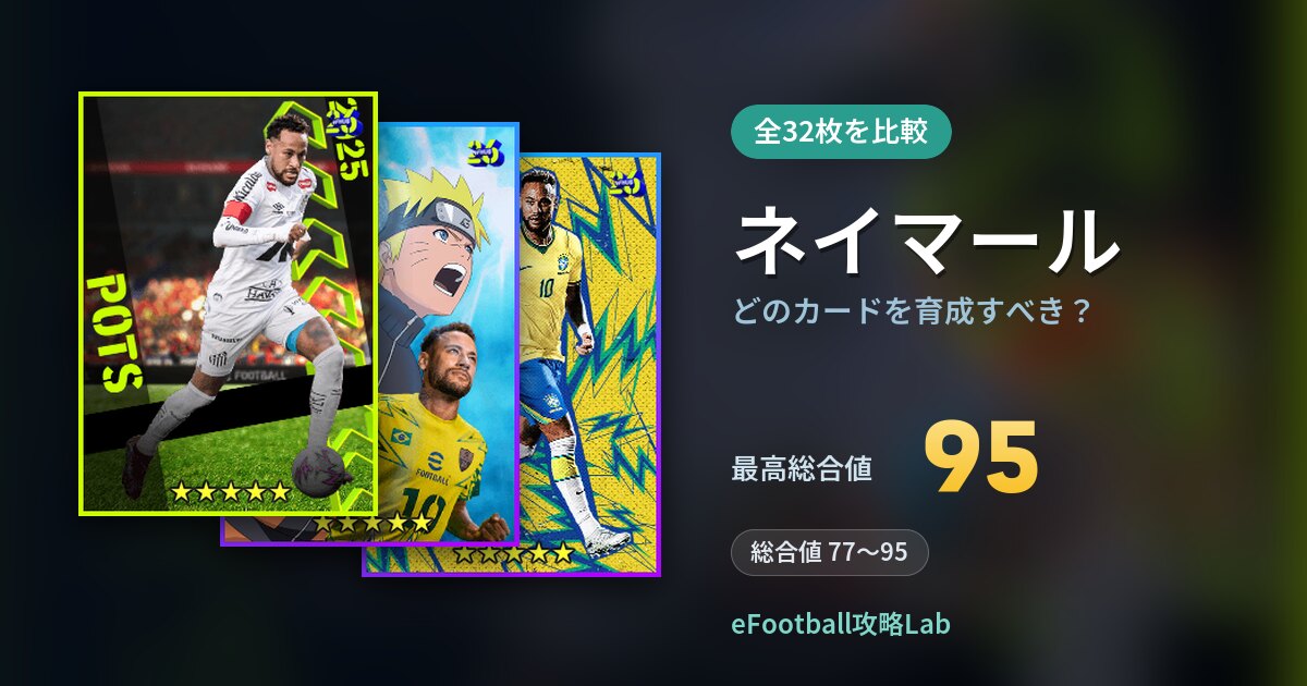 【イーフト】ネイマールはどのカードを育成すべき?全32枚を比較