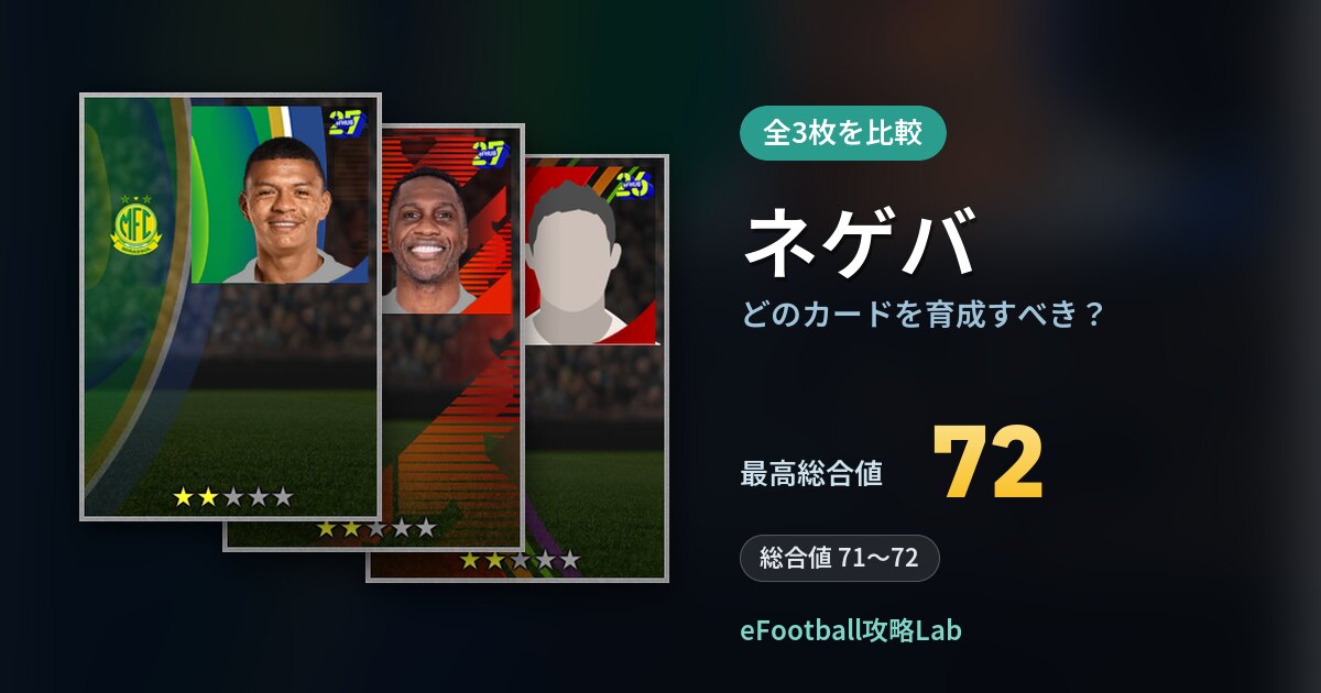 【イーフト】ネゲバはどのカードを育成すべき？全3枚を比較