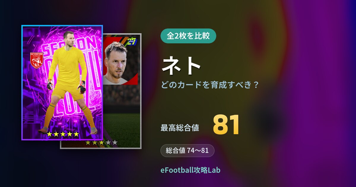 【イーフト】ネトはどのカードを育成すべき?全2枚を比較