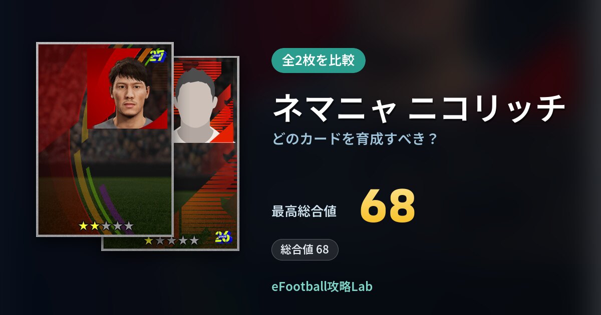 【イーフト】ネマニャ ニコリッチはどのカードを育成すべき？全2枚を比較