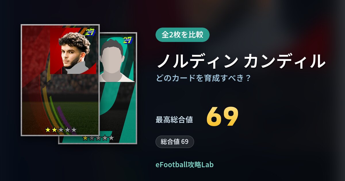 【イーフト】ノルディン カンディルはどのカードを育成すべき？全2枚を比較