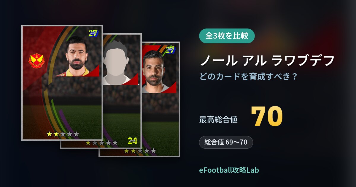 【イーフト】ノール アル ラワブデフはどのカードを育成すべき？全3枚を比較