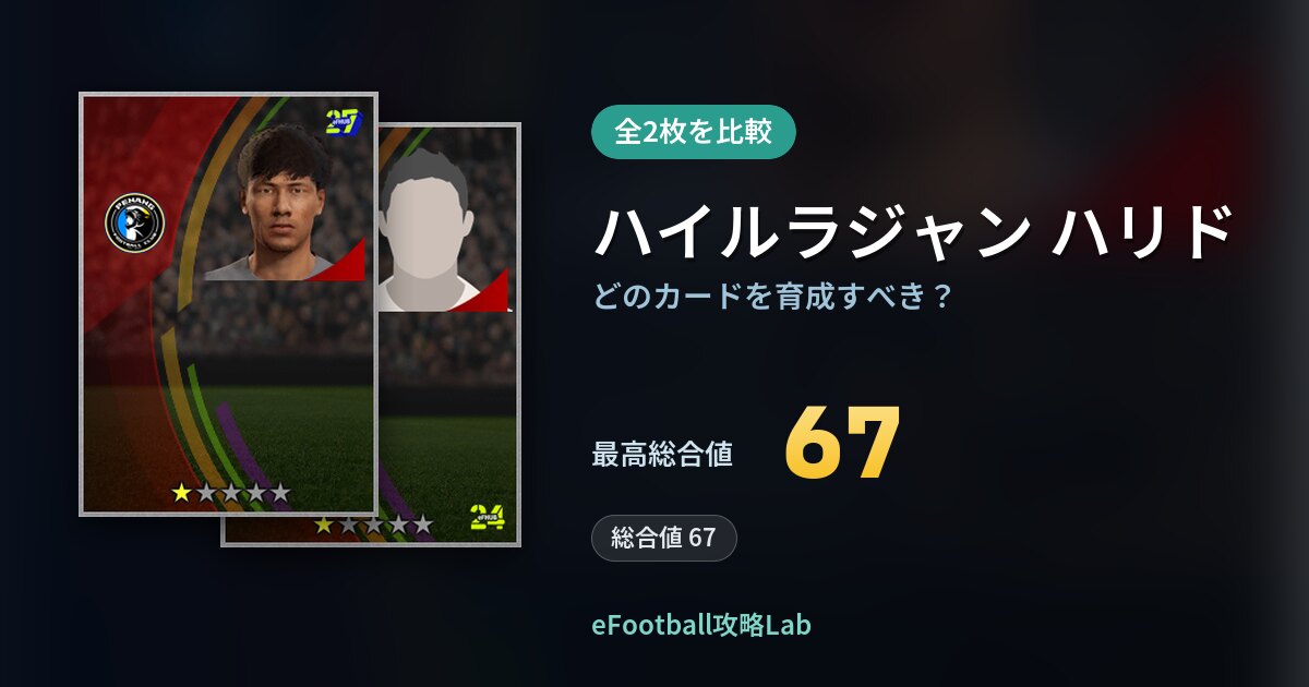 【イーフト】ハイルラジャン ハリドはどのカードを育成すべき？全2枚を比較