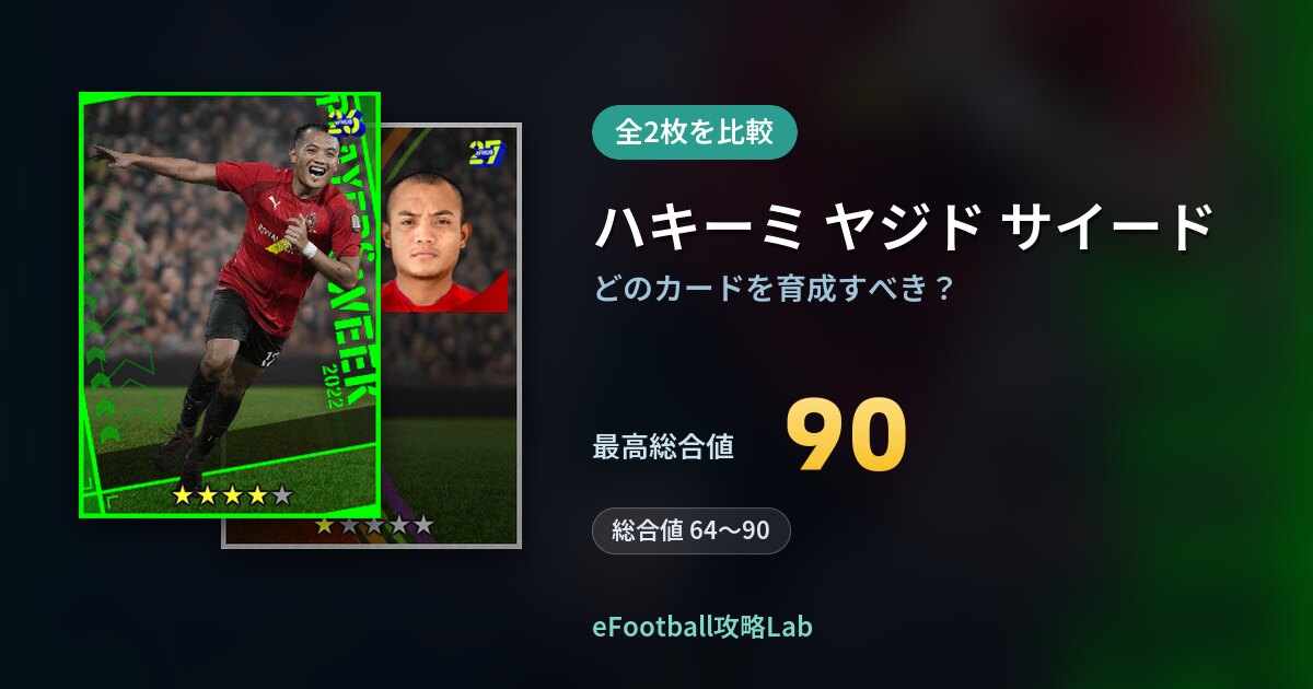 【イーフト】ハキーミ ヤジド サイードの育成カード比較（全2枚）