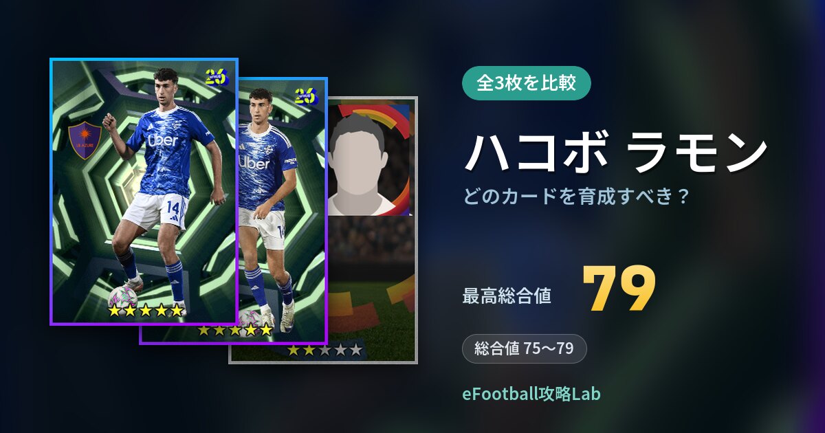 【イーフト】ハコボ ラモンはどのカードを育成すべき？全3枚を比較