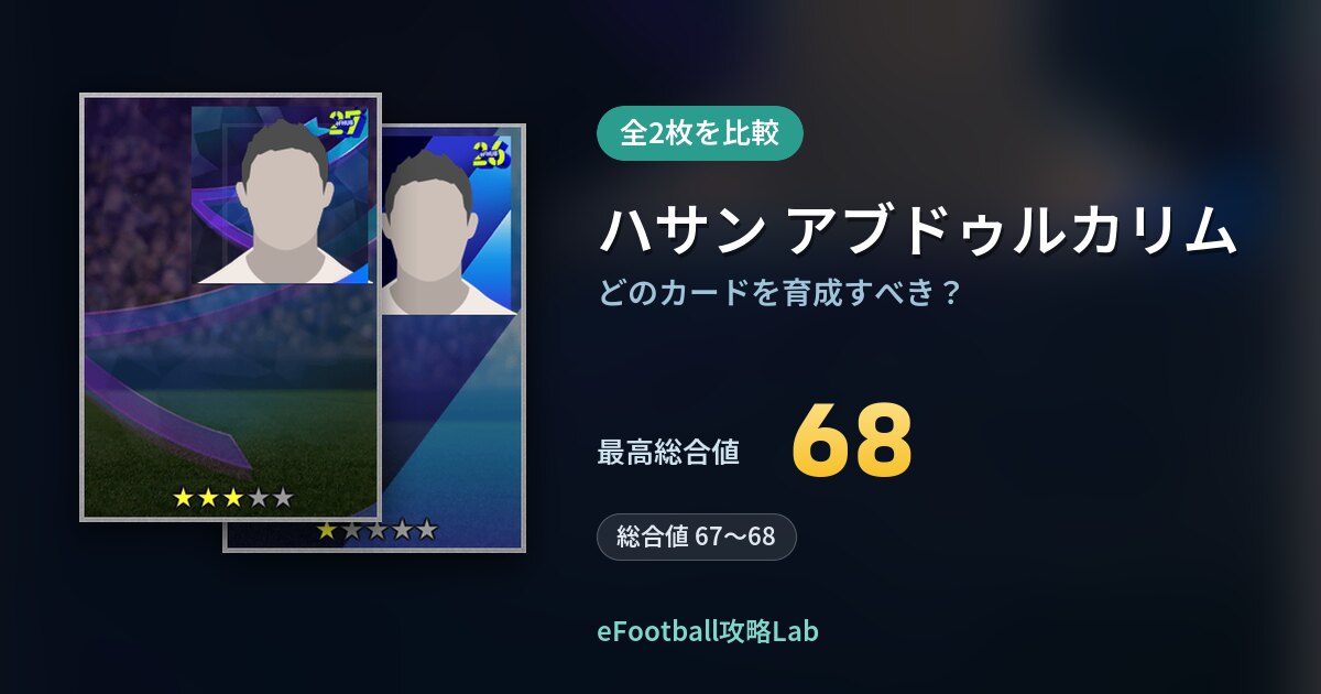【イーフト】ハサン アブドゥルカリムはどのカードを育成すべき？全2枚を比較