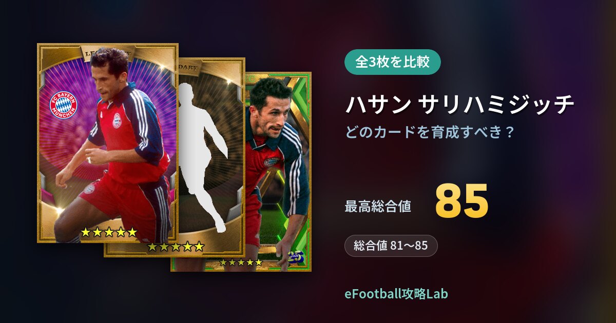 【イーフト】ハサン サリハミジッチはどのカードを育成すべき？全3枚を比較
