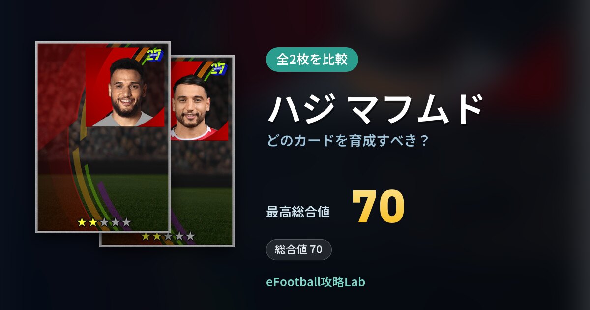 【イーフト】ハジ マフムドはどのカードを育成すべき？全2枚を比較