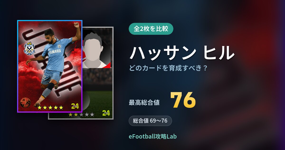 【イーフト】ハッサン ヒルはどのカードを育成すべき？全2枚を比較