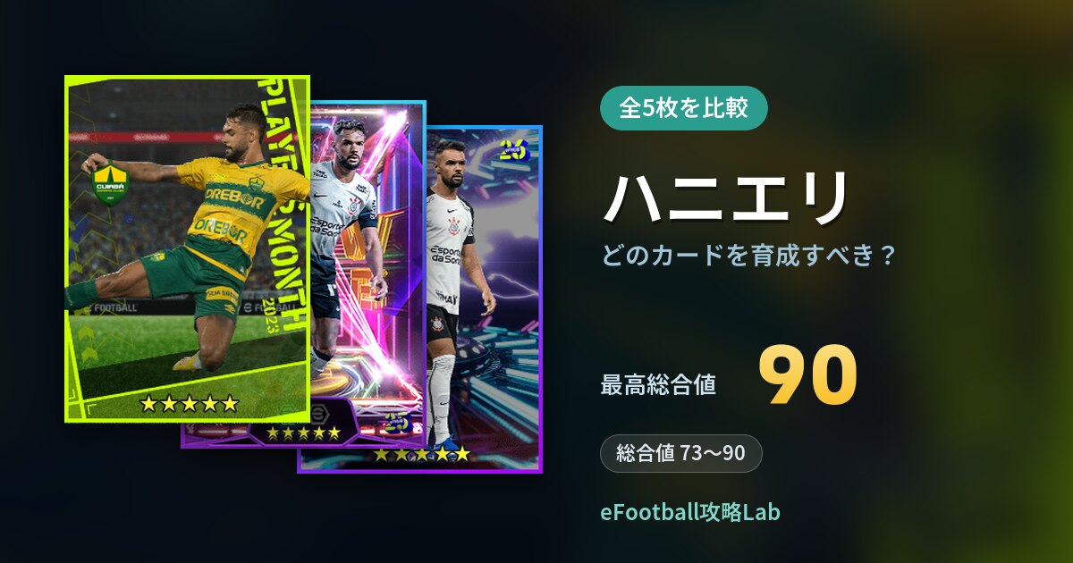 【イーフト】ハニエリはどのカードを育成すべき？全5枚を比較