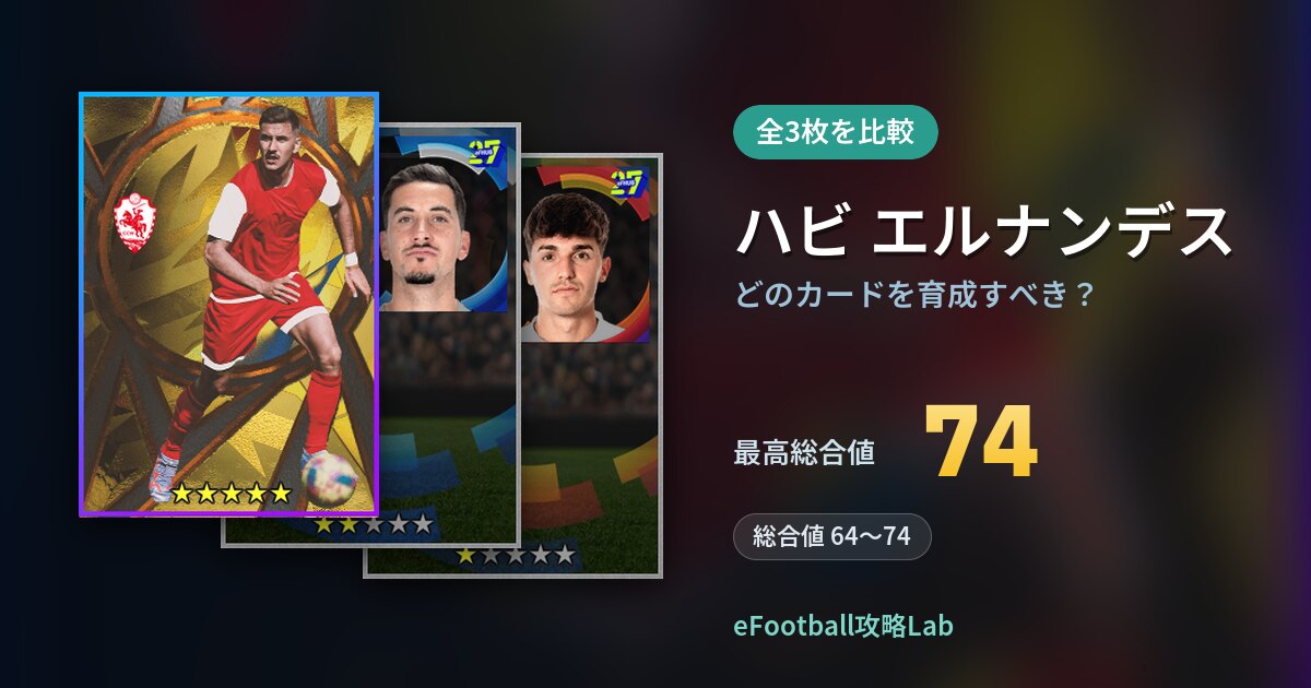 【イーフト】ハビ エルナンデスはどのカードを育成すべき？全3枚を比較