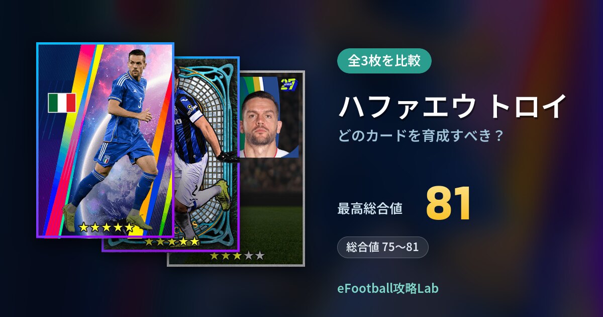 【イーフト】ハファエウ トロイはどのカードを育成すべき？全3枚を比較