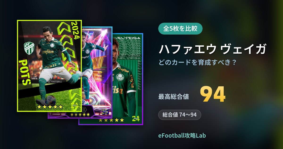 【イーフト】ハファエウ ヴェイガはどのカードを育成すべき?全5枚を比較