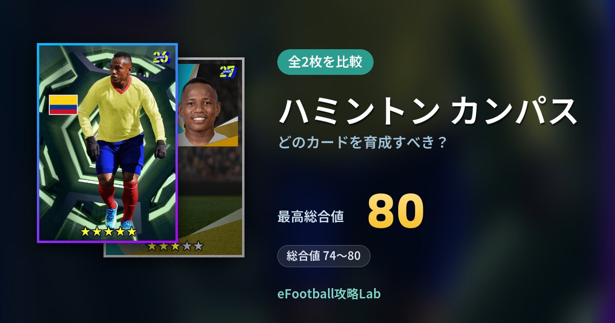 【イーフト】ハミントン カンパスはどのカードを育成すべき？全2枚を比較