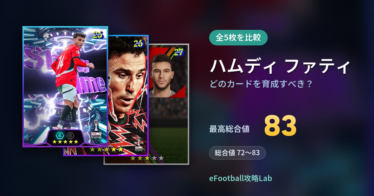 【イーフト】ハムディ ファティはどのカードを育成すべき？全5枚を比較