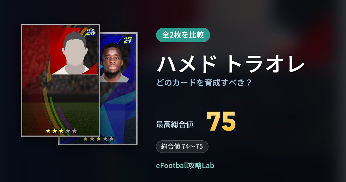 【イーフト】ハメド トラオレはどのカードを育成すべき?全2枚を比較