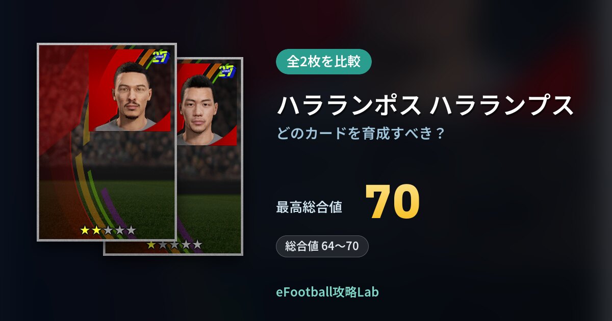 【イーフト】ハラランポス ハラランプスの育成カード比較(全2枚)