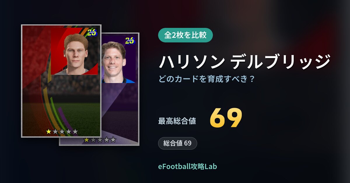 【イーフト】ハリソン デルブリッジはどのカードを育成すべき？全2枚を比較