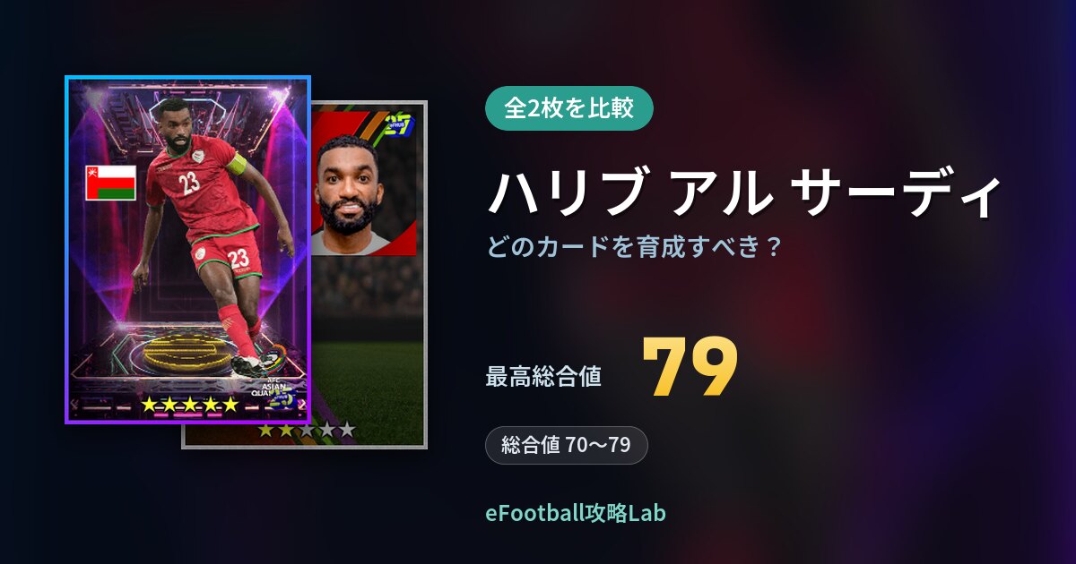 【イーフト】ハリブ アル サーディはどのカードを育成すべき？全2枚を比較