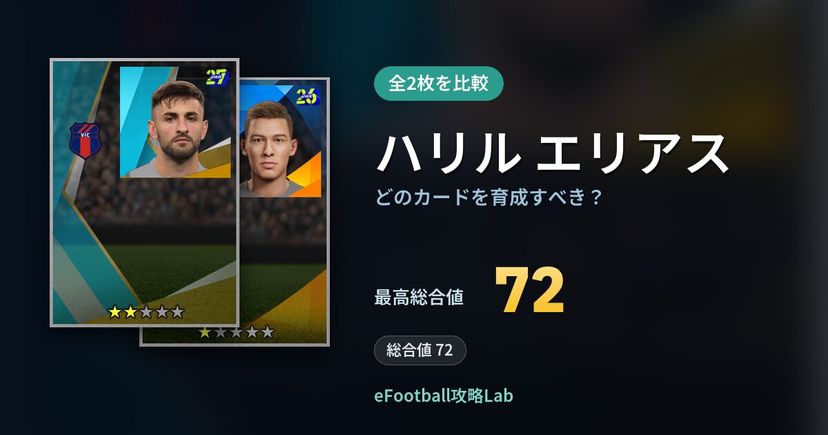 【イーフト】ハリル エリアスはどのカードを育成すべき？全2枚を比較