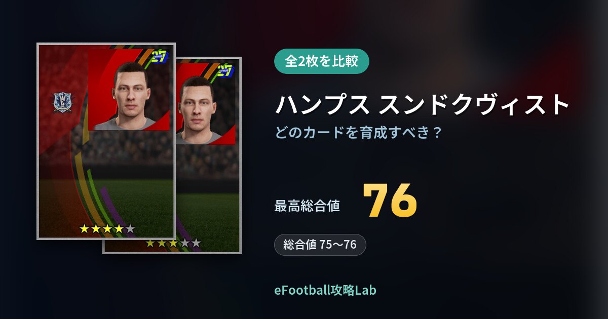 【イーフト】ハンプス スンドクヴィストの全カード比較（全2枚）