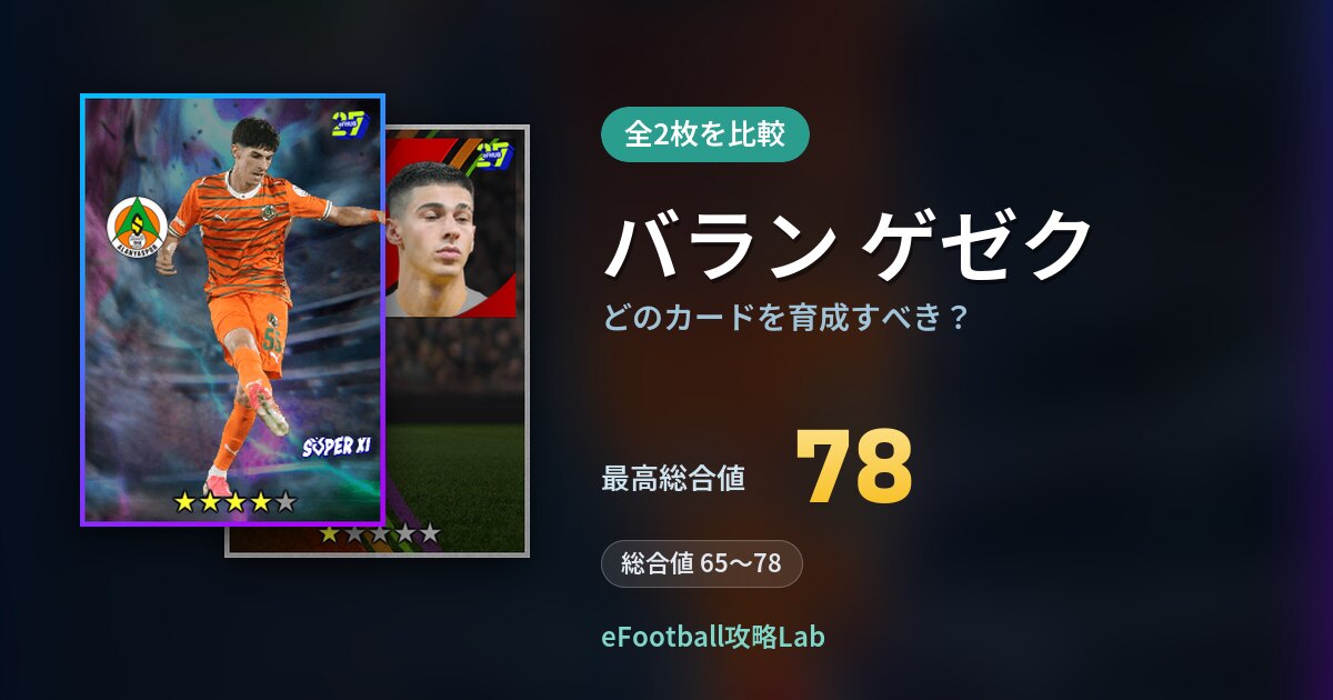【イーフト】バラン ゲゼクはどのカードを育成すべき？全2枚を比較