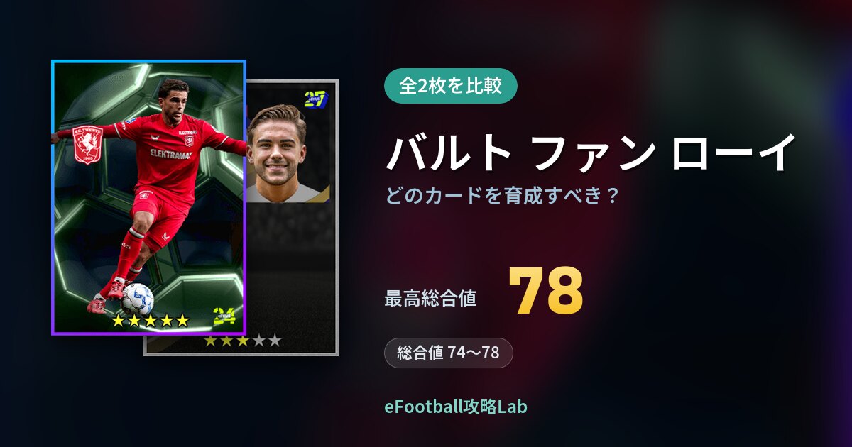 【イーフト】バルト ファン ローイはどのカードを育成すべき？全2枚を比較