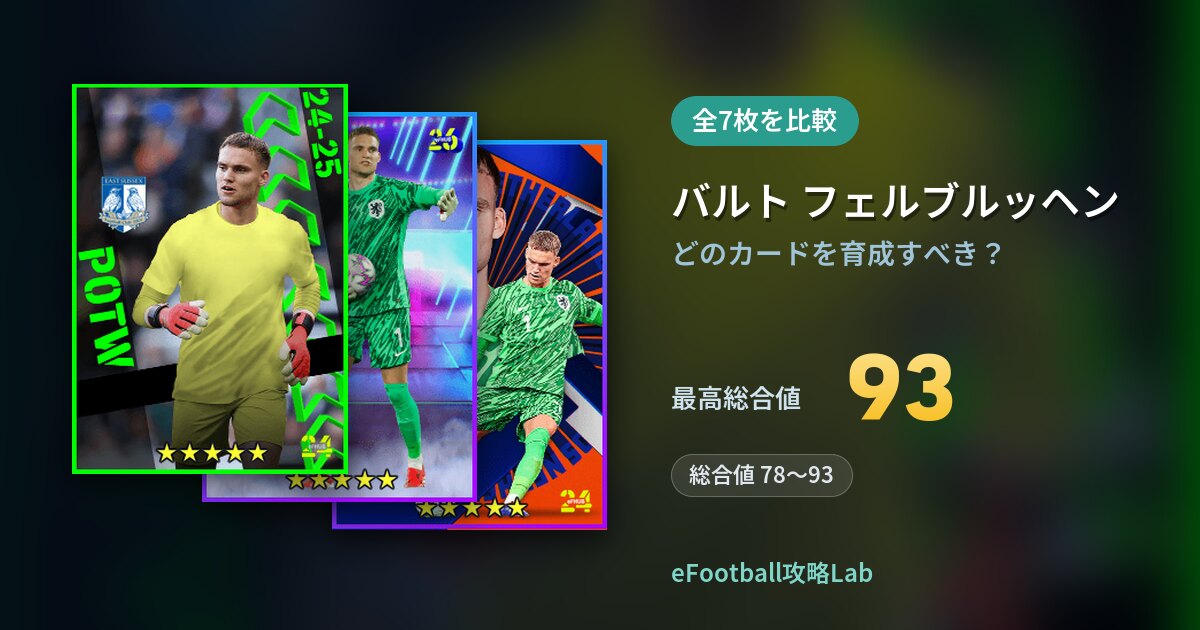 【イーフト】バルト フェルブルッヘンはどのカードを育成すべき?全7枚を比較