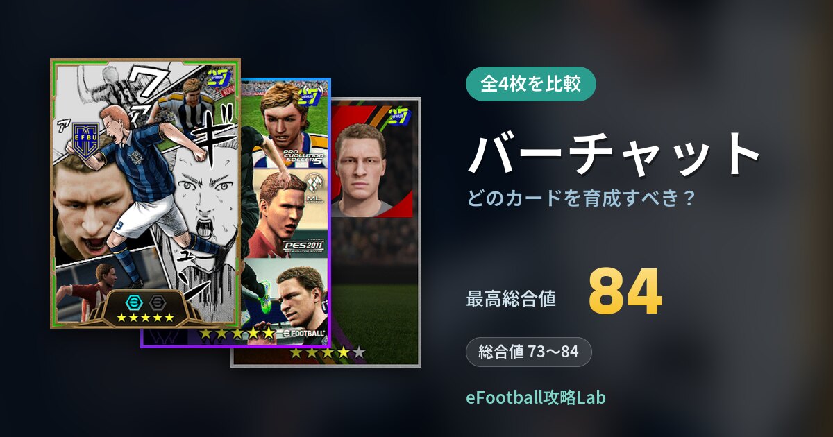 【イーフト】バーチャットはどのカードを育成すべき？全4枚を比較