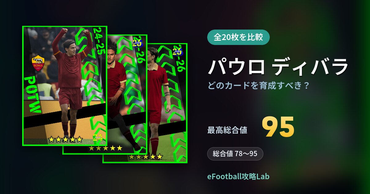 【イーフト】パウロ ディバラはどのカードを育成すべき？全20枚を比較