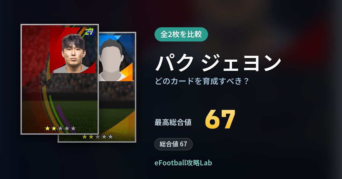 【イーフト】パク ジェヨンはどのカードを育成すべき？全2枚を比較